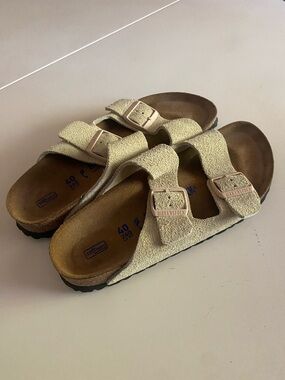 Birkenstock Suede Double Strap Sandals - Light Beige